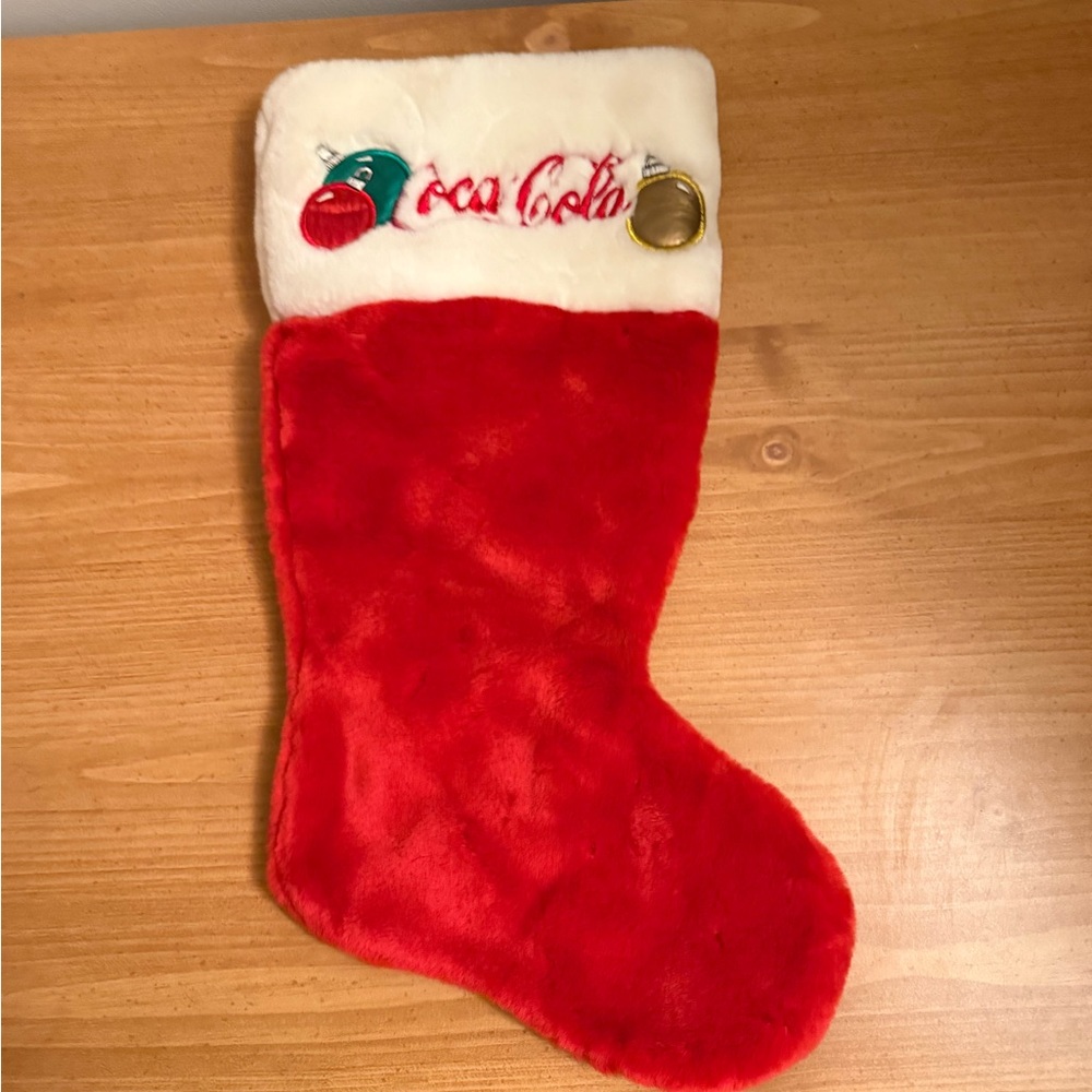 Vintage Coca-Cola Christmas Stocking with Ornament Design